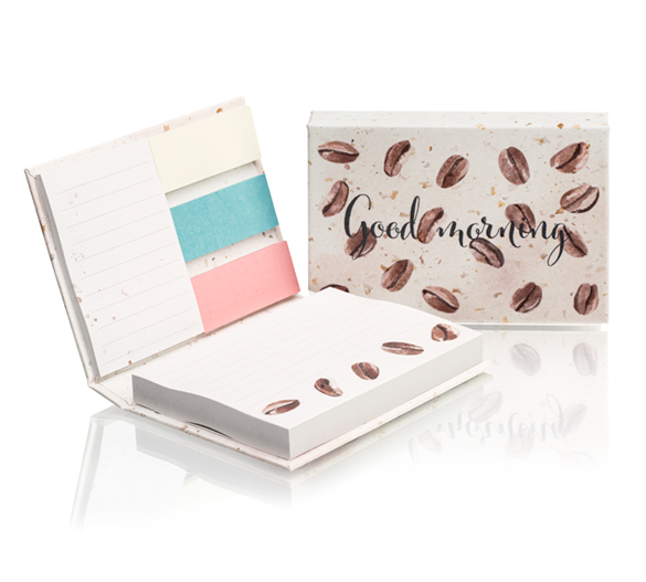PM100-COFFEE Sticky notes set in coffee paper hardcover