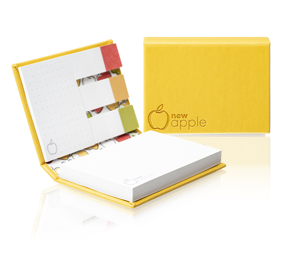 PM100-APPLE Sticky notes set made of recycled paper in Newapple hardcover 