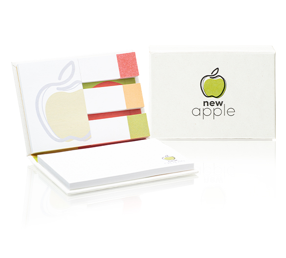 PM135-APPLE Sticky notes set made of recycled paper in apple paper hardcover 